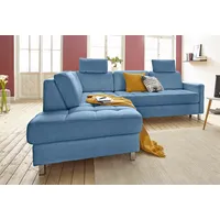 sit&more Ecksofa »Pablo L-Form«, wahlweise mit Bettfunktion und Bettkasten, blau