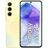 Samsung Galaxy A55 5G Smartphone, Android-Handy ohne Vertrag, 128 GB - 8 GB RAM, 2 Tage Akkulaufzeit, 50-MP-Kamera, Awesome Lemon, 2,5 Jahre Herstellergarantie