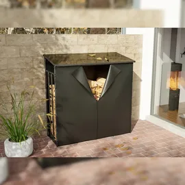 deluke Kaminholzregal Aluminium 70 x 165 x 165 cm Schwarz