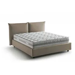 Dmora Doppelbett Cristel, Containerbett mit Stoffbespannung, 100% Made in Italy, Frontöffnung, inklusive Matratze 160x190 cm, Turteltaube