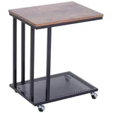 Homcom Beistelltisch C-Form Rollwagen Servierwagen Laptoptisch Sofatisch Beistelltisch Nachttisch Betttisch mit Metallgestell Industrie-Design