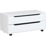 Beliani Badezimmerschrank Osasco mit Rädern 80 cm Weiß