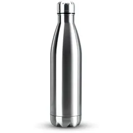 Intirilife Trinkflasche aus Edelstahl in Silber - 1 Liter Füllmenge - Thermoskanne Isolierflasche Auslaufsicher Thermosflasche für Wasser Tee Kaffee