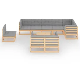 vidaXL Garten-Lounge-Set 10-tlg. natur/grau 3076729