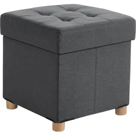 Relaxdays Hocker mit Stauraum Polyester 38 x 38 x 38 cm Dunkelgrau