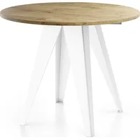 WFL GROUP Esstisch Glory Weiß, Modern Rund Tisch mit pulverbeschichteten Metallbeinen braun 90 cm x 76 cm x 90 cm