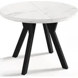 ESSTISCH Twixy runder ausziehbarer, Marmor Weiß 100-150/100/76 cm