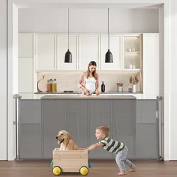 VEVOR Einziehbares Babygitter Schutzgitter Ausziehbar für Haustiere Grau 87cm