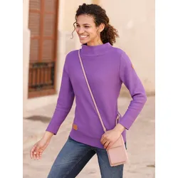 Strickpullover CASUAL LOOKS "Pullover", Damen, Gr. 48, lila, 100% Baumwolle, unifarben, Langarm, Pullover