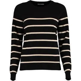 HaILY’S Rundhalspullover "LS P SK Li44ka", Damen, Gr. XL, schwarz (schwarz, beige stripe), Strick, Obermaterial: 83% Polyester, 17% Viskose, gestreift, normal, Rundhals, Pullover Rundhalspullover
