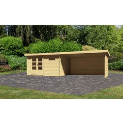 KARIBU Gartenhaus »Bastrup«, Holz, BxHxT: 769 x 220 x 297 cm (Außenmaße inkl. Dachüberstand) - beige