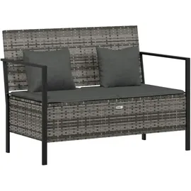 vidaXL Gartenbank 2-Sitzer mit Kissen Grau Poly Rattan