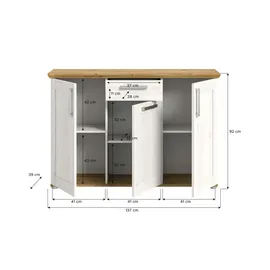 xonox.home Verona 137 x 92 x 39 cm Silber / Weiß