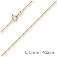 Schmuck Krone Goldkette 1,1mm Ankerkette diamantiert 585 Gelbgold 42cm mit Zwischenöse, Gold 585 goldfarben