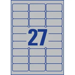 Avery Zweckform Typenschild-Etiketten 63,5x29,6mm elektronische Komponenten VE=100 Bogen/2.700 Etiketten silber