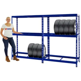 Proregal Reifenregal, Blau Metall, Rechteckig, 260x180x50 cm, Freizeit, Heimwerken, Werkstatt, Schwerlastregale