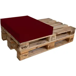 TexDeko Halbes Palettenkissen 60x80x12cm Loungekissen Wasser-& schmutzabweisend, abnehmbarer Bezug mit Reißverschluss, waschbar (Bordeaux)