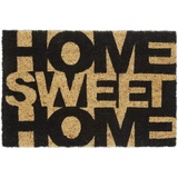 Relaxdays Fußmatte Kokos, Sweet Home, 60 x 40 cm, Fußabtreter innen & außen, rutschfeste Türmatte, Natur/schwarz