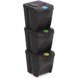 Prosperplast Mülleimer Sortibox, anthrazit, aus Kunststoff, 3x 25 Liter
