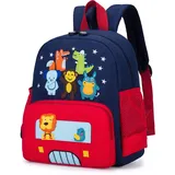 willikiva Netter Zoo Little 3d Rucksack Kinder Rucksack für Jungen und Mädchen Kleinkind Rucksack Wasserdichte Vorschule(Rot Zoo)