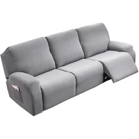 ELYSYSRL Sesselschoner für Relaxsessel 1/2/3 Sitzer Stretch Relaxsofa Bezüge 4/6/8-Teilig Relaxsofa Schonbezüge mit Seitentasche, Möbelschutz für Wohnzimmer (Color : #1, Size : 3 People (8 Pieces))