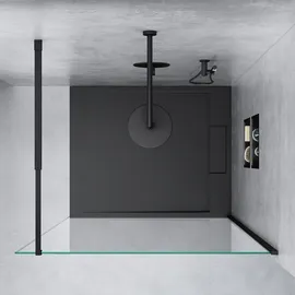 mai & mai Duschwand für Dusche Duschabtrennung 110x200cm Walk-In Schwarz ESG-Sicherheitsglas 10mm NANO Glas BRAM3 Bremen2K