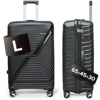 DS-Lux Hartschalen Reisekoffer Schwarz Größe L 65x45x30 cm und wiegt 3,9 kg | Hartschalenkoffer Mittelgroß aus PP-Kunststoff, Koffer mit TSA Schloss, Reisekoffer mit Rollen