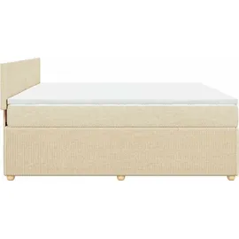 vidaXL Boxspringbett mit Matratze Creme 180x200 cm Stoff