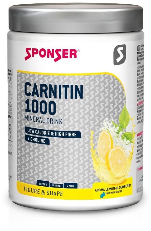 Sponser Carnitin 1000 Mineral Drink Light Zitrone-Holunder, 400 g Dose, Pulver Konsistenz - Pulver, Einnahmeempfehlung - vor/nach Training, Geschmack - Zitrone,