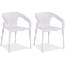 Homestyle4u Gartenstuhl 2er Set in Weiß 2694