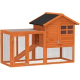 Hasenstall 2 Etagen Kaninchenstall Mit Wasserdicht Bitumendach Freilaufgehege Rampe Türen Holz 123,5x62,6x92,5 Cm Orange