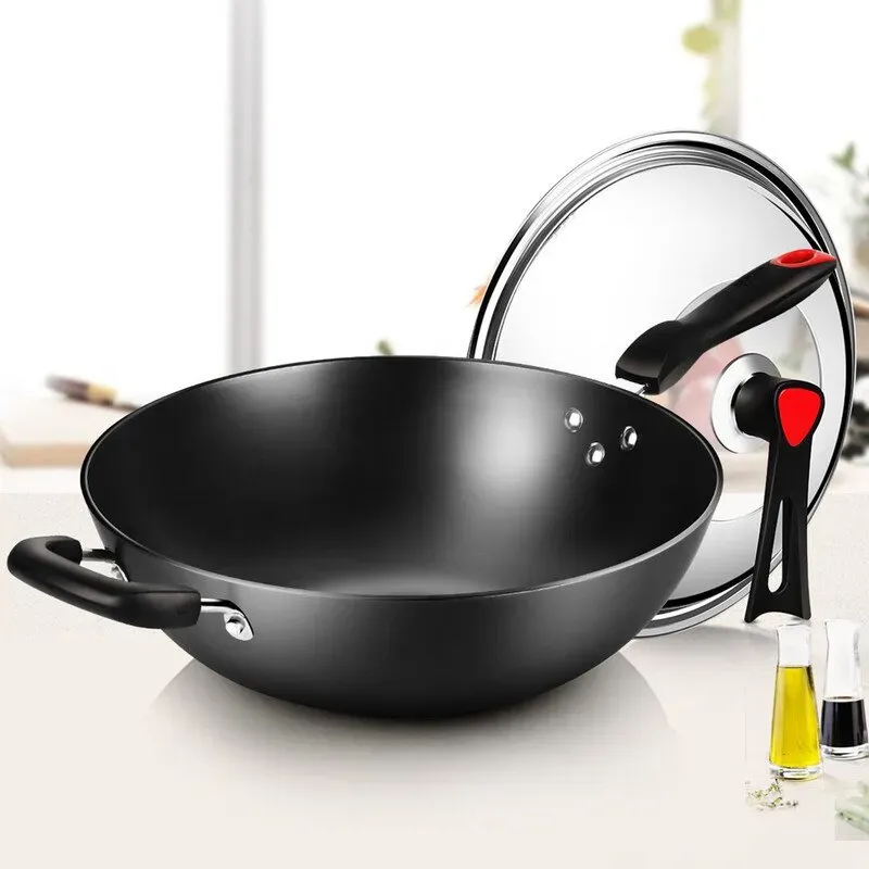 COOKER KING Carbonstahl-Wokpfanne mit Glasdeckel, 30 cm