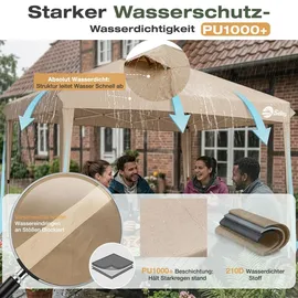 Sekey Faltpavillon 3 x 3 m inkl. 4 Seitenteile Schwarz/Khaki