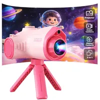 Kinderkamera, 3 in 1 Beamer Projektor Kamera Kinder 1080P Digitalkamera Fotoapparat Fotokamera Kinder, Weihnachten Geschenk Spielzeug für 3 4 5 6 8 7 9 10 11 12 Jahre Jungen und Mädchen, Rosa