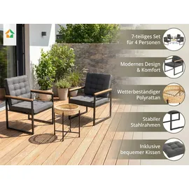 prestige home living outdoor Bistro-Set 7-tlg. Schwarz