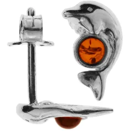 Ostsee-Schmuck Ohrstecker Delphin weiß 925 11 x 6