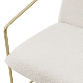 ML-Design – Relaxsessel 2er Set – Beige, Stoff | goldenes Stahlgestell, Armlehne & Rückenlehne, gepolstert