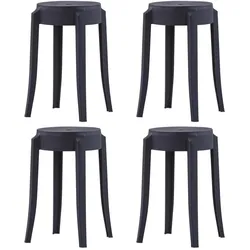 vidaXL Stapelbare Hocker 4 Stk. Schwarz Kunststoff