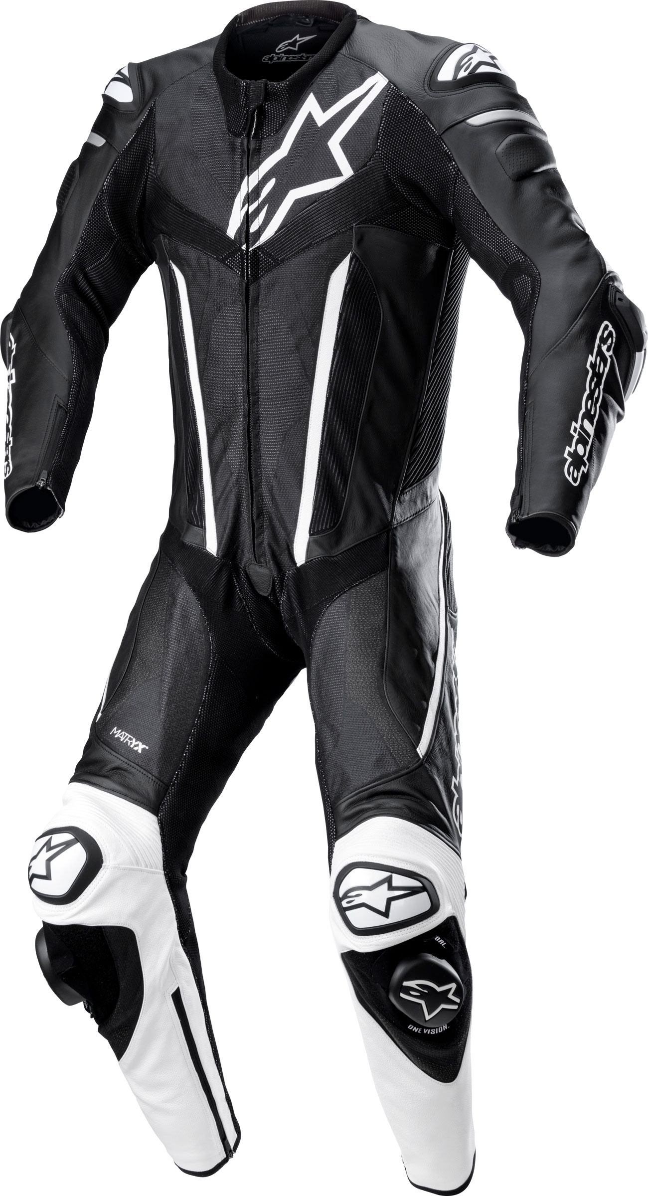 Alpinestars Fusion, Lederkombi 1tlg. - Schwarz/Weiß - 48