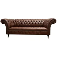 JVmoebel Chesterfield-Sofa Couch Polster Sofas Klassische Leder 3 Sitzer Couchen Sofa Braun Braun, Made in Europa braun
