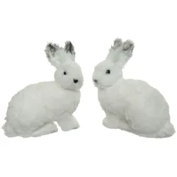 Weihnachtsfiguren Hase Plüsch 20cm weiß 1 Stück sortiert
