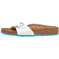 Birkenstock Madrid Birko-Flor Lack Sandale Weiss LS Blau EU (40) / UK 6.5