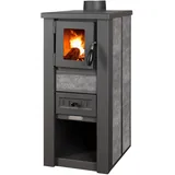 ProTermo Kaminofen Lava Ceramic Anthrazit/Schwarz - 6,5 kW Heizleistung - 35x44x78 cm Holzofen mit Schamottsteinen mit Sichtfenster - Bauart 2