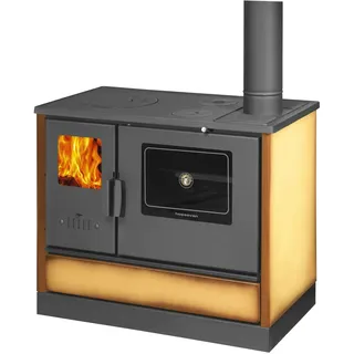 moeby24 Küchenofen Holzherd Kaminofen Herd Gusseisen 7,9KW BimSchV2 EEK A+ - Braun