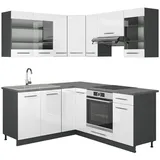Vicco Winkelküche Fame-Line L-Form 190 cm Weiß Hochglanz