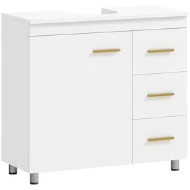 Homcom Waschbeckenunterschrank Weiß Holzwerkstoff, 70x65x30 cm, Badezimmer, Badezimmerschränke, Waschbeckenunterschränke
