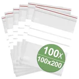 Quadrios Druckverschlussbeutel mit Beschriftungsstreifen (B x H) 100mm x 200mm Transparent Polyethylen