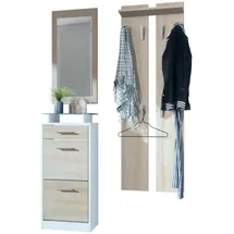 Vladon Garderobe Loret V2 Weiß matt/Eiche