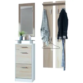 Vladon Garderobe Loret V2 Weiß matt/Eiche
