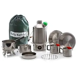 Ultimativ' Scout 'Kelly Kettle Set Wert Deal inklusive 1.2 Edelstahl' Scout 'Camping Wasserkocher + Grün +Pfeife +Kochset + Hobo Ofen + Camp Becher 2-teilig + Teller 2-teilig +Topf + Tragetasche